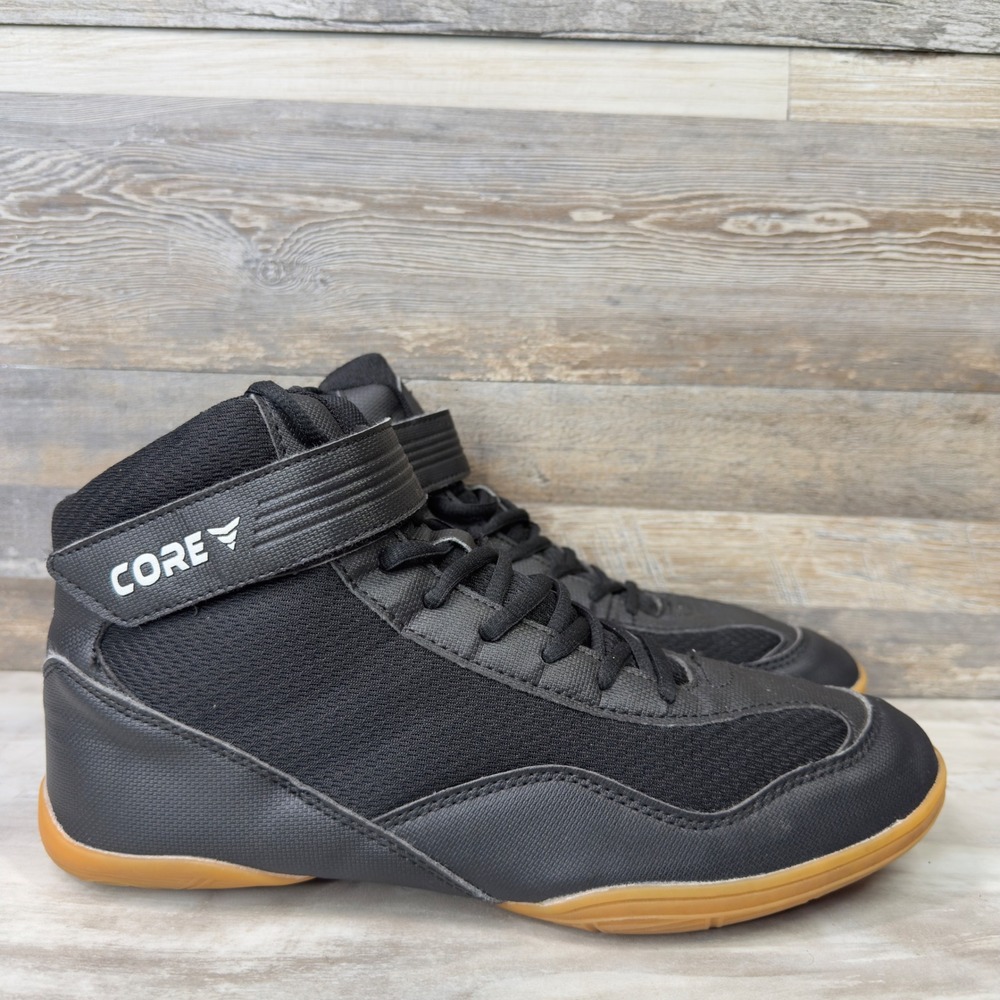 Core Wrestling Shoes Mens Size 10 High Top Combat Training Black Gum Sole